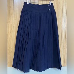 Vintage Clubhouse Collection Pleated 100% Wool Blue Midi Skirt - 10